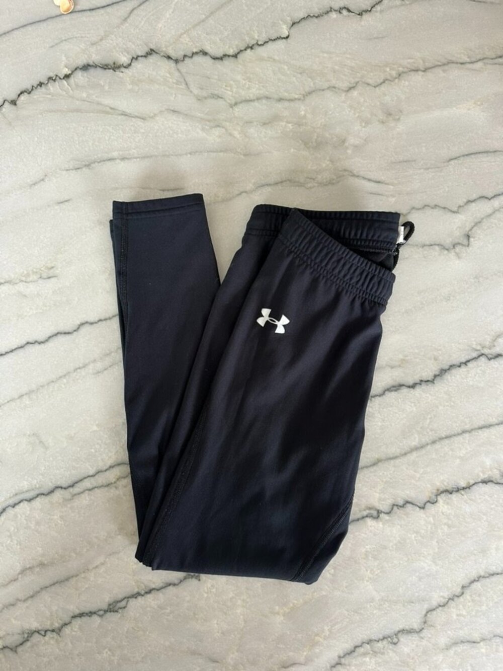 Under Armour Pull-On Leggings Youth Boys L Black Nylon Blend Heat Gear MINT